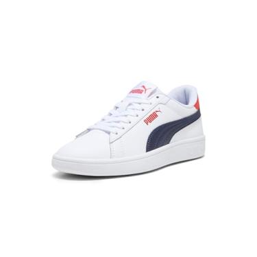 Imagem de PUMA Tênis infantil unissex Smash 2, Puma Branco - azul marinho - vermelho para todos os tempos, 18