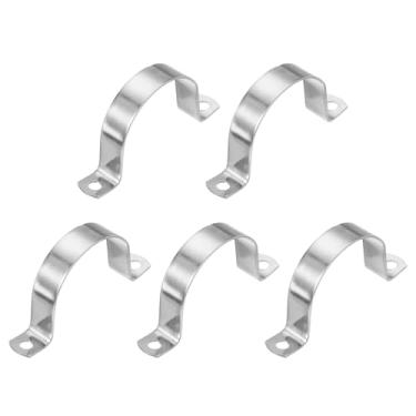 Imagem de PATIKIL 2-3/20.3 cm (60 mm) Correia de tubulação rígida, 5 peças braçadeira de conduíte de aço inoxidável 304 2 furos engrossar suporte de tubo braçadeira de tubo para fixação de fio de cabo de