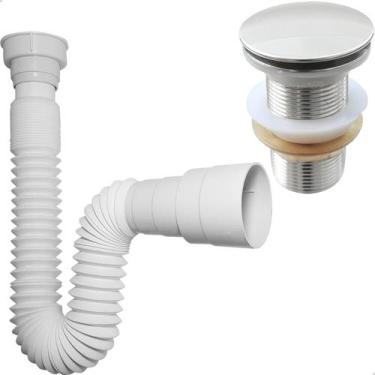 Imagem de Kit Valvula Click e Sifao Sanfonado Universal Extensivel e Banheiro Ra