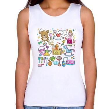 Imagem de Regata Feminina Brinquedos - Foca na Moda, Branco, G