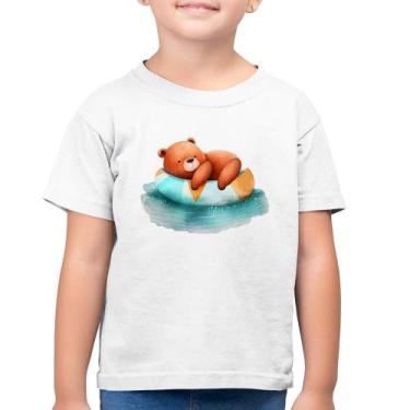 Imagem de Camiseta Algodão Infantil Ursinho Teddy Relaxando Na Piscina - Foca na