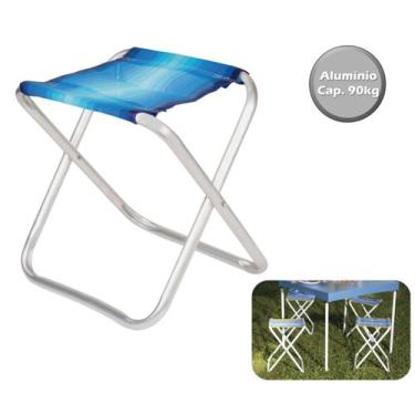 Imagem de Banqueta Alumínio Banquinho Dobrável Praia Camping Jardim Pesca - 2120