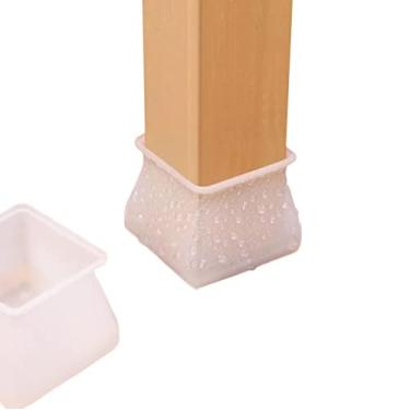 Imagem de 16x Kit Protetor de Cadeira Mesa Suporte Pé Silicone Quadrado Transparente