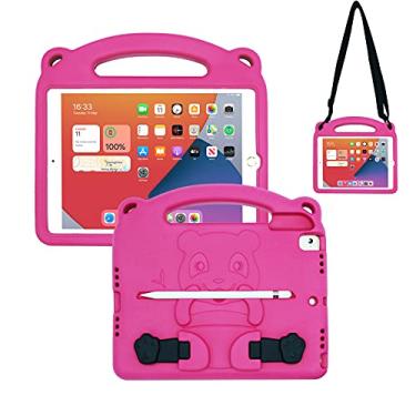 Imagem de FIREVASE Capa para iPad 9.7 2018 6ª geração/iPad 2017 5ª geração/iPad Air/iPad Air 2, EVA à prova de choque leve profissional infantil, com alça de suporte integrado e alça de ombro (rosa)