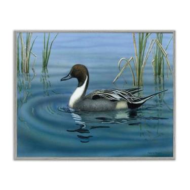 Imagem de Stupell Industries Pintail Loon in Pond Gray Framed Giclee Wall Art Design por Valerie Rogers, 76 x 61 cm