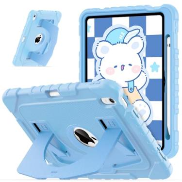 Imagem de OKP Capa infantil para iPad de 11 polegadas (A16) 2025/10,9 polegadas (10ª geração) 2022, capa protetora resistente à prova de choque para iPad de 11ª/10ª geração com suporte embutido, suporte de