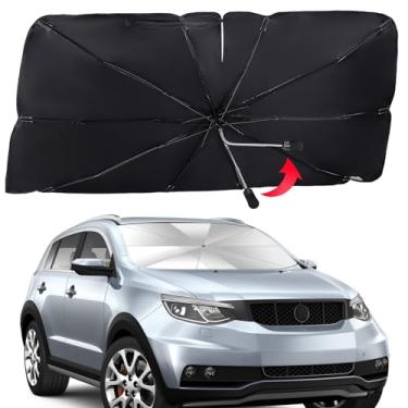 Imagem de Guarda-sol de para-brisa de carro para para-brisa frontal com alça dobrável, bloqueio de proteção solar UV e calor, guarda-chuva de para-brisa de carro adequado para Sedan SUV Pickup a maioria dos