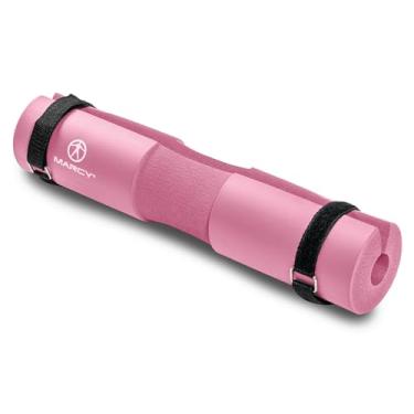 Imagem de MARCY Almofada de agachamento com barra, ótima para levantamento de peso, pulmões e impulsos no quadril, almofada de esponja de espuma confortável oferece almofada para pescoço e ombros durante o