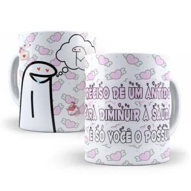 Imagem de Caneca de Cerâmica Branca 325ml Flork Namorados - Mecolour