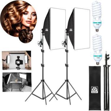 Imagem de Kit Estúdio Tripé Iluminação + 2 Softbox 50x70 2 Lâmpada150w - PDIMPOR