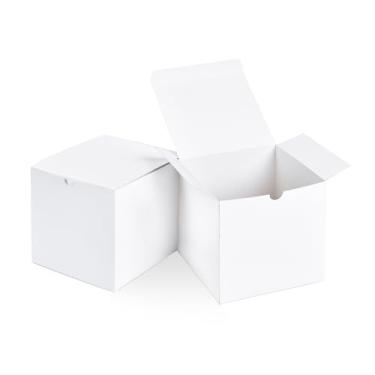 Imagem de SHIPKEY Pacote com 10 caixas de presente de papelão brancas com tampas | Caixas quadradas de 10 x 10 x 10 cm | Caixas de presente pequenas adequadas para festas, casamentos, Natal, feriados,