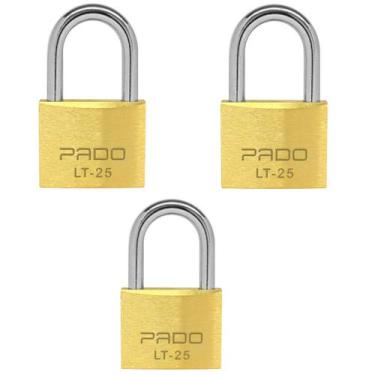 Imagem de Kit 3 Unidades Cadeado Latão 25mm Pado Segredos Diferentes, Cadeado La