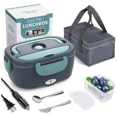 Imagem de Marmita Elétrica 3 em 1 Portátil 1.5L com Divisórias, 24, 12V, 40W, 110v, HERRFILK, Cinza
