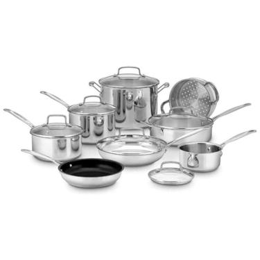 Imagem de Conjunto de Panelas e Frigideiras de Aço Inoxidável, 14 Peças, CUISINART 77 14N, Prateado