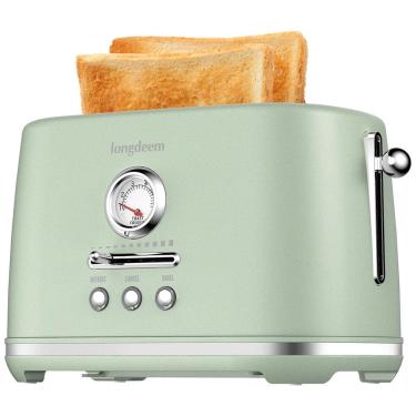 Imagem de Torradeira 2 Fatias com Desligamento Automático, Bandeja de Migalhas e 6 Níveis de Tostagem, 110V 1000W, LONGDEEM, Verde