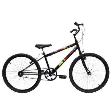 Imagem de Bicicleta Aro 24 Bike Sem Marchas Feminina e Masculina Saidx Premium, Quadro em Aço, Freio V-Brake (Preto/Vermelho/Amarelo)