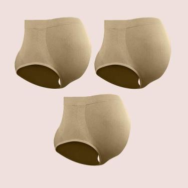 Imagem de Kit 3 Calcinha Maternity Zee Rucci Tanga Sem Costura, Bege, M