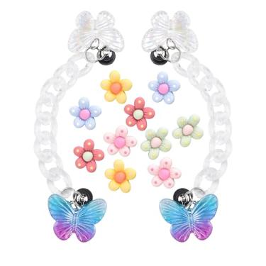 Imagem de RUPUDDT Lindos sapatos de flores, joias, adornos esmaltados para decoração de sapatos com correntes, acessórios para mulheres, lembrancinhas de festa de aniversário, Resina, Sem Pedra Preciosa