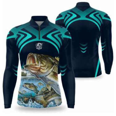 Imagem de Camiseta de pesca manga longa com protetor solar UV fator 50 leve e se