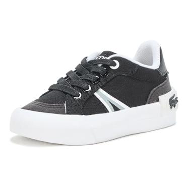 Imagem de Lacoste Tênis infantil unissex L004, preto/branco/cinza, tamanho 34