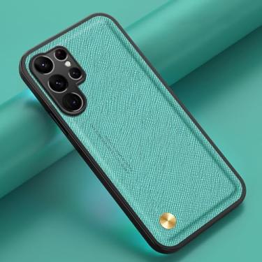 Imagem de HPQWN Para S24 Ultra Grade Capa de Couro Carregamento Sem Fio Integrado Placa de Ferro Capa de Telefone (Para S24 Ultra/Mint)