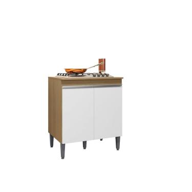 Imagem de Balcão Gabinete Cooktop Andréia Amêndoa/Branco C/Tampo - AJL Móveis