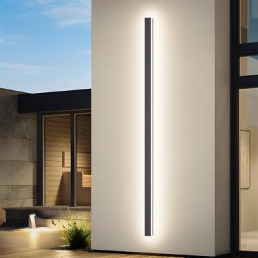 Imagem de Luminária de parede LED externa preta, arandelas longas IP65 à prova d'água, iluminação externa esquerda direita, luzes de parede, iluminação de parede decorativa moderna de metal acrílico,