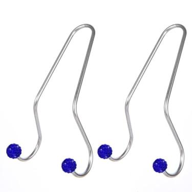 Imagem de MINGZAIQIPEI Decorações de gancho de encosto de cabeça de carro, 2 peças de gancho brilhante, ganchos inoxidáveis cabides de carro e suporte de banco traseiro durável, armazenamento universal (azul