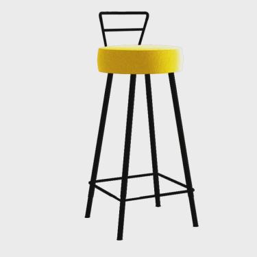 Imagem de Banqueta Alta Com Encosto Tina Eiffel Cozinha Bar Bistrô Ferro Preto Sintético Amarelo - Ahazzo Móveis