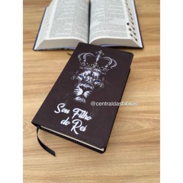 Imagem de Biblia Sagrada Leão sou Filho do Rei arc Letras Grandes Evangélica Com Harpa