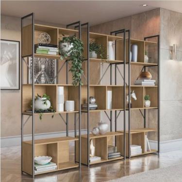 Imagem de Kit 3 Estantes para Livros Industrial 7 Prateleiras 200cmx216cm Office