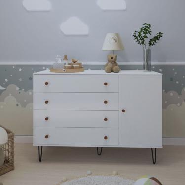 Imagem de Cômoda Infantil 1 Porta 4 Gavetas Aurora