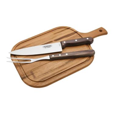 Imagem de Kit Churrasco Com Tábua 3 Peças Tramontina 21198914 Marrom 21198914