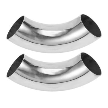 Imagem de Motoforti 2 peças 90 graus mandril curva cotovelo carro modificado tubo de escape tubulação 6.3 cm espessura OD 1,5 mm/16GA 63x230x1,5 mm aço inoxidável 304 tom prata