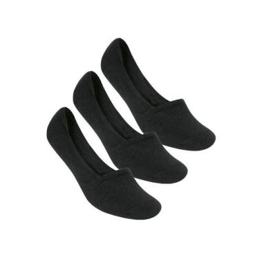Imagem de Kit de 3 Pares de Meias Selene 7760-001 Sapatilha Invisível, Preto, 5