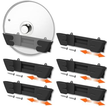 Imagem de Gosuny Organizador universal ajustável de tampa de panela para armário – Conjunto de 6 organizadores de tampas de panela, suporte de parede para porta interna, rack superior para armário de cozinha