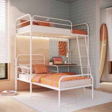 Imagem de Beliche em ferro Solteiro + Mesa de estudos - Bonnie - Camas & Beliche