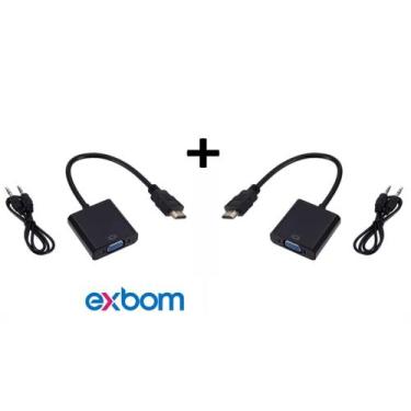 Imagem de Cabo Adaptador Conversor HDMI Para VGA Com Saída P2 Áudio - EXBOM, 2 U