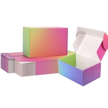 Imagem de DEZIBOX Caixas De Remessa Médias 9X6X4, Pacote Com 30 Papelão Ondulado Arco-Íris Para Pequenas Empresas, Correspondência E Embalagem