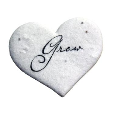 Imagem de Of The Earth Papel feito à mão - Papel de semente de flores silvestres pequenas etiquetas de coração - variações de caligrafia - 4,4 cm x 3,8 cm - conjunto de 50 (crescimento)