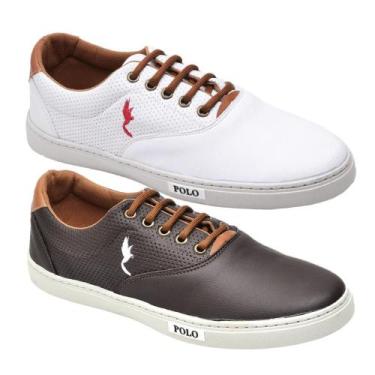 Imagem de Kit 2 Sapatênis Masculino Polo Blu Conforto Leve Dia a Dia, 46, Branco