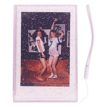 Imagem de Caixa de armazenamento de fotos instantânea para câmera de 7,6 cm com glitter PC Mini porta-fotos, organizador de fotos portátil para casamento, bebê, fotos de família (purpurina transparente roxa)