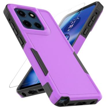 Imagem de Capa para Moto G Stylus 2025: Capa protetora de camada dupla para celular resistente à prova de choque com protetor de tela HD - Proteção militar resistente - para Motorola Moto G Stylus 2025, roxo