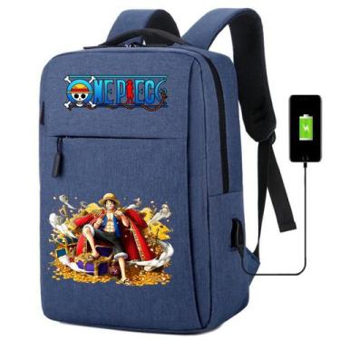 Imagem de Mochila USB Escolar Trabalho Escola Estampa Infantil One Peace Noteboo