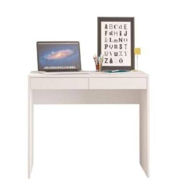 Imagem de Escrivaninha Politorno Tijuca MDP/MDF 2 Gavetas 75,5x45x90cm, Branco