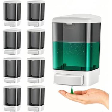 Imagem de CATTREES Pacote com 8 Dispensadores de Sabonete, Montagem na Parede, 1000 ml - Dispensador de Líquido Plástico Pesado Comercial para Sabonete, Xampu, Desinfetante para Mãos - Bomba Manual para