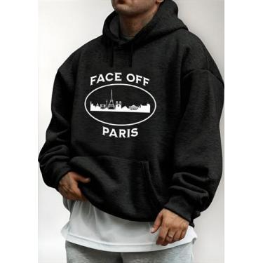 Imagem de Blusa Masculina Moletom Face Off Basico Minimalista Paris - Qualidade 