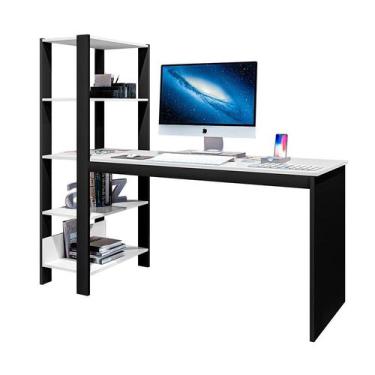 Imagem de Escrivaninha com Estante Artemis Branca e Preta - Art Panta