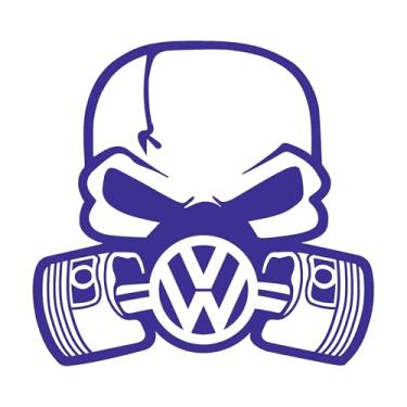 Imagem de Adesivo Caveira Mascara para Carro VW Turbo Rebaixado Skull Gol Voyage Saveiro Jetta Virtus Polo Nivus TCross Golf Fusca (AZUL MARINHO, 52,5x50cm)