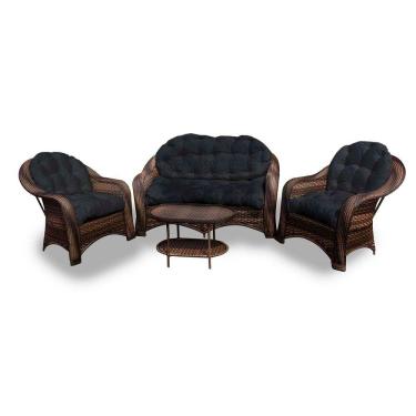 Imagem de Conjunto De Sofá 1 Sofá + 2 Poltronas + 1 Mesa Centro Preto